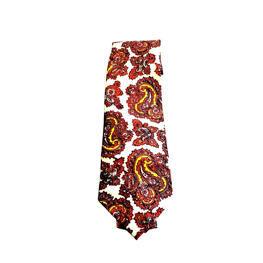 Vintage funky 1970+ Kelly 1  Neck Tie Statement‎ Paisley USA Bright Colorful Euc
